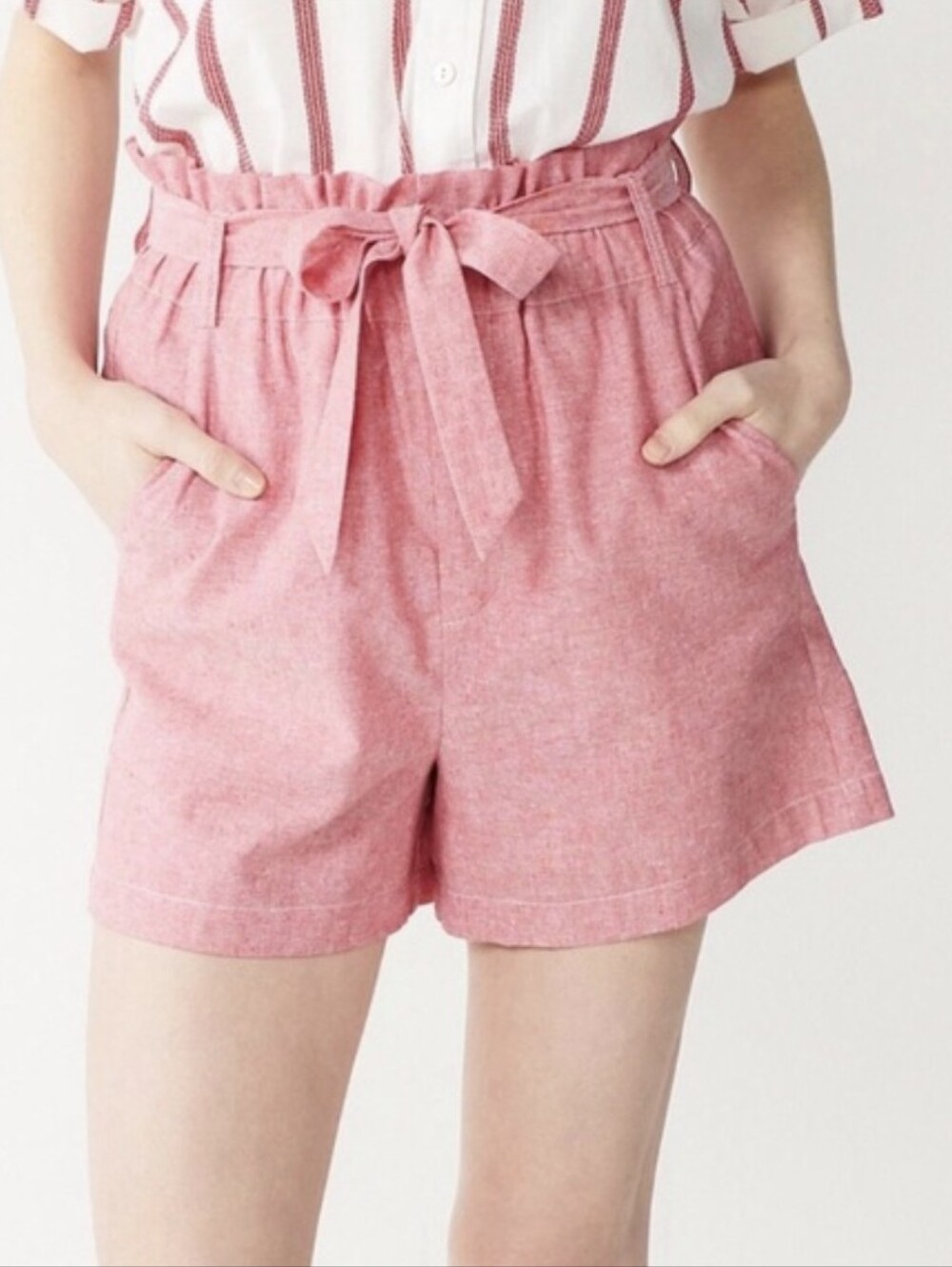 Womens Paperbag High Waisted Shorts Linen Quiet Luxury Preppy NWOT Plus Size XXL